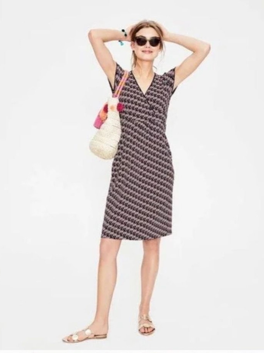Boden Women's Navy & Pink Flamingo Dress size 4